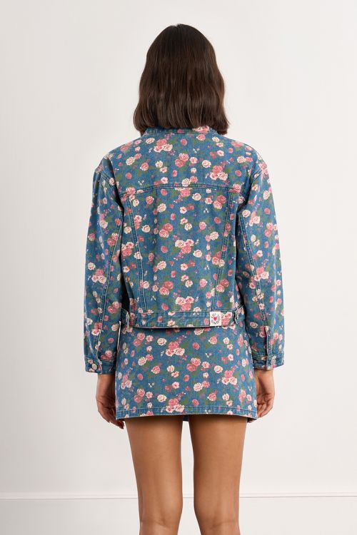 Floral denim jacket