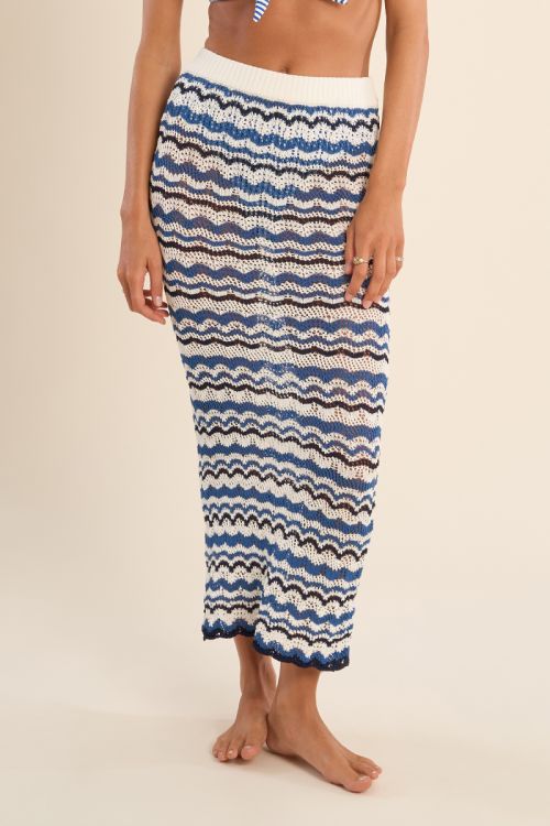 Long crochet skirt, sailor shirt
