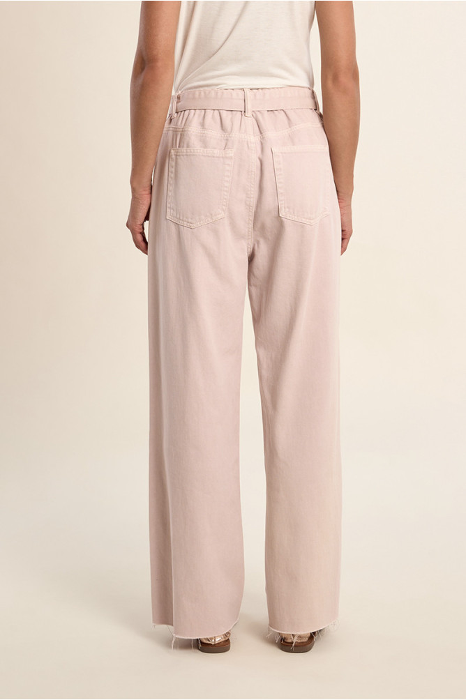 Pantalón de mujer vaquero, con lazada.