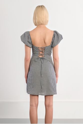 Vestido de mujer de manga corta, estampado vichy.