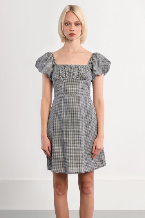 Vestido de mujer de manga corta, estampado vichy.