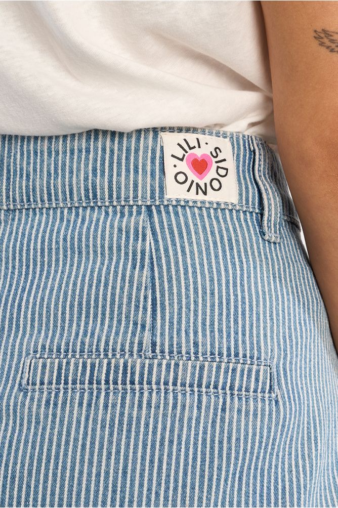 Jupe mini denim rayée