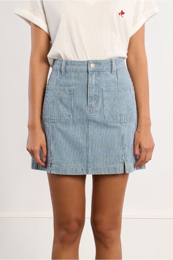 Jupe mini denim rayée