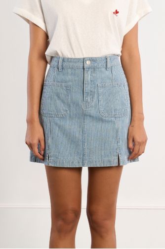 Jupe mini denim rayée