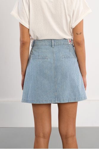 Striped denim mini skirt