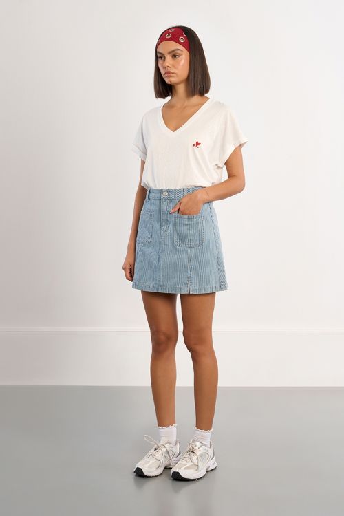 Jupe mini denim rayée