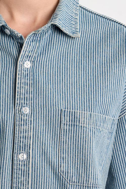 Striped denim overshirt