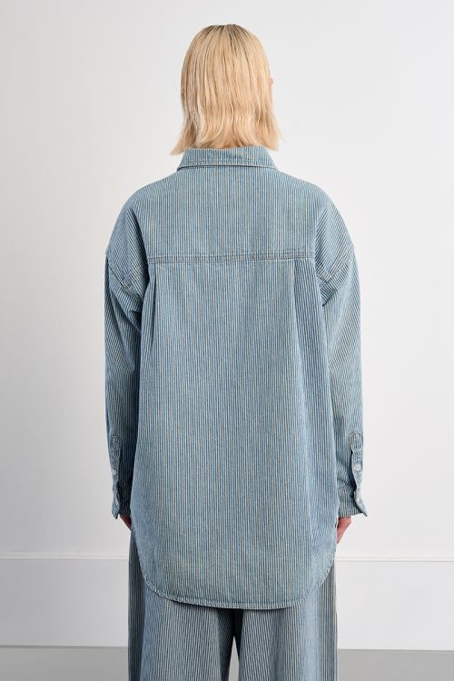 Striped denim overshirt