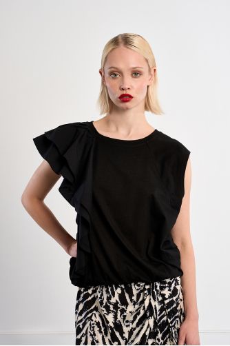 Ruffle cotton T-shirt