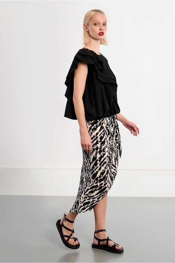 Ruffle cotton T-shirt