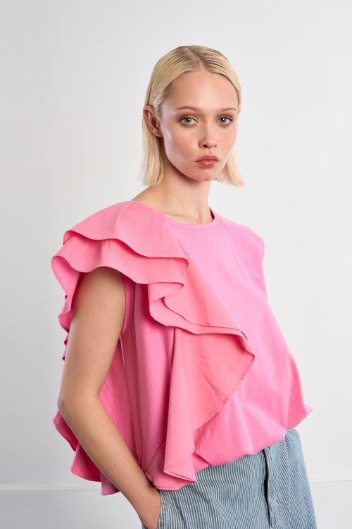 Ruffle cotton T-shirt