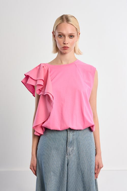Ruffle cotton T-shirt