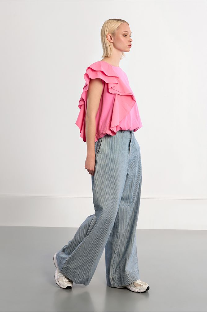 Ruffle cotton T-shirt