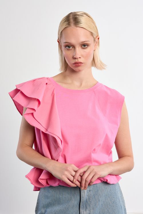 Ruffle cotton T-shirt