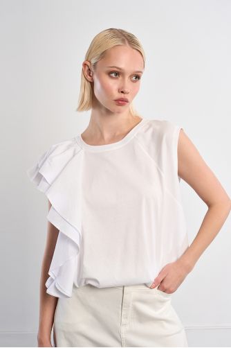 Ruffle cotton T-shirt