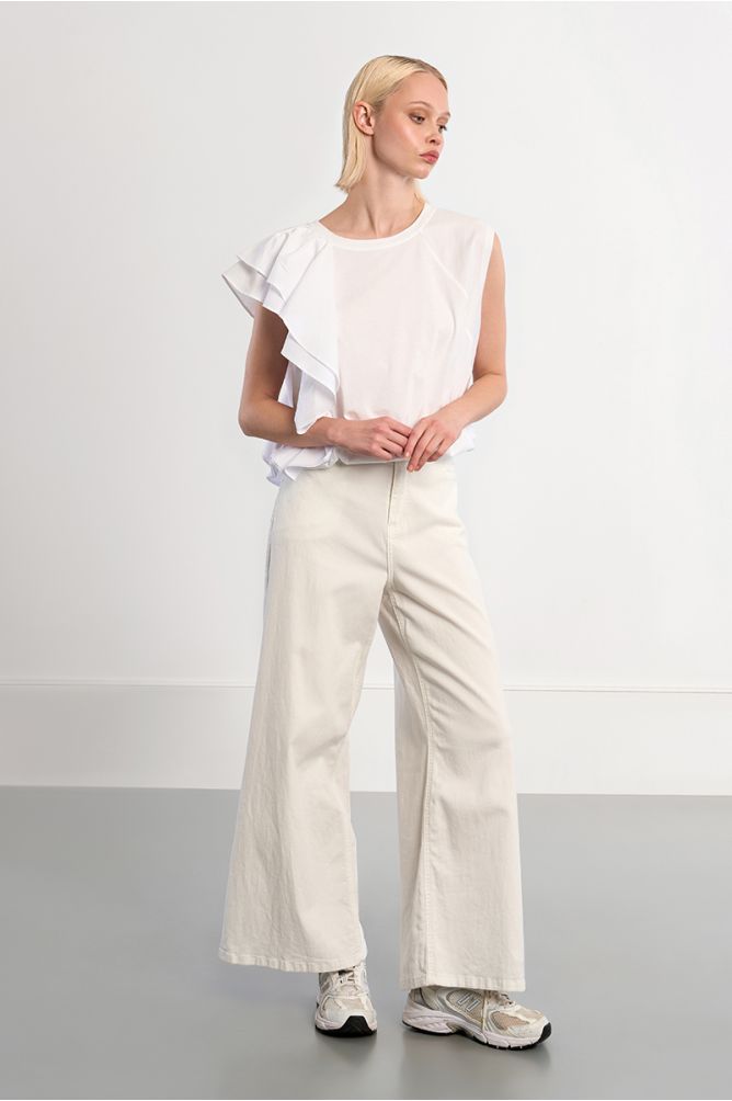 Ruffle cotton T-shirt