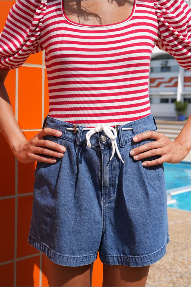 Short paperbag denim