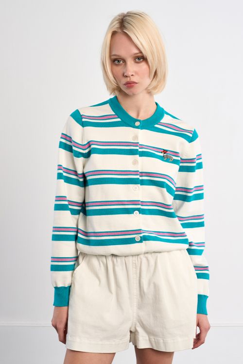 Cárdigan de mujer de manga larga, estampado de rayas.