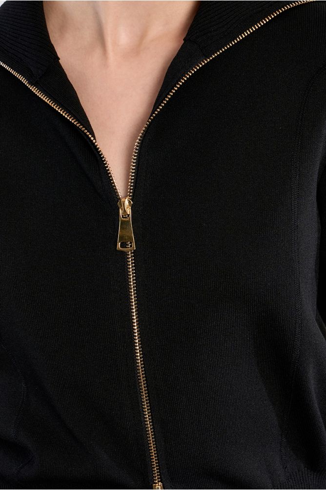 Double-zipped knitted cardigan