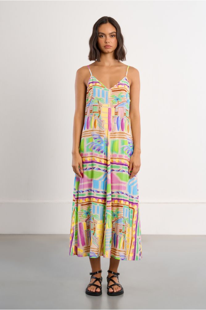 Surf print maxi dress