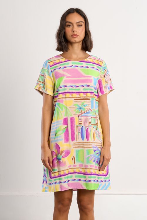 Surf print t-shirt dress