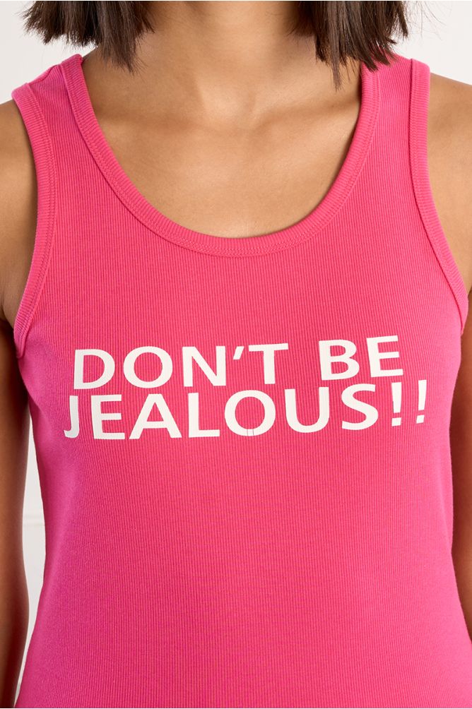 Débardeur côtelé "Don't be jealous!!"