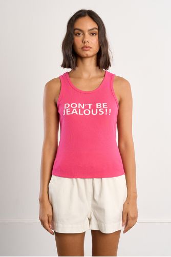 Top de mujer sin manga, con estampado.