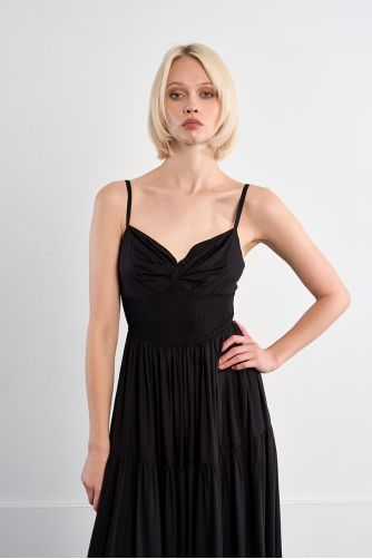 Robe maxi smockée à volants