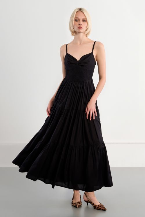 Robe maxi smockée à volants