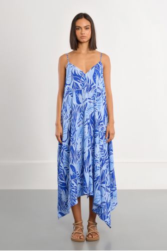 Vestido de tirantes asimétrico, con estampado.