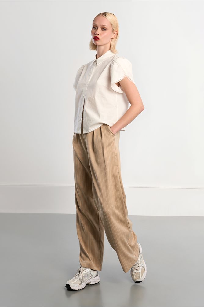 Pantalon tailleur rayé large