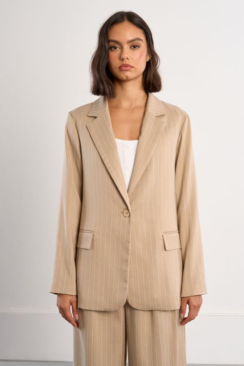 Striped straight blazer