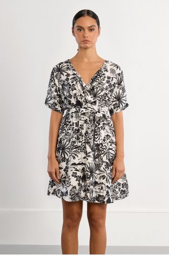 Robe mini portefeuille Hawaï