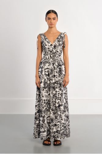 Robe longue smockée Hawaï