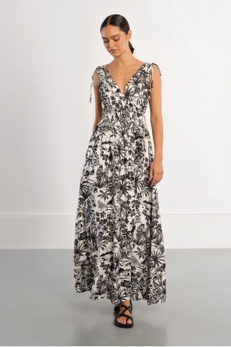 Robe longue smockée Hawaï