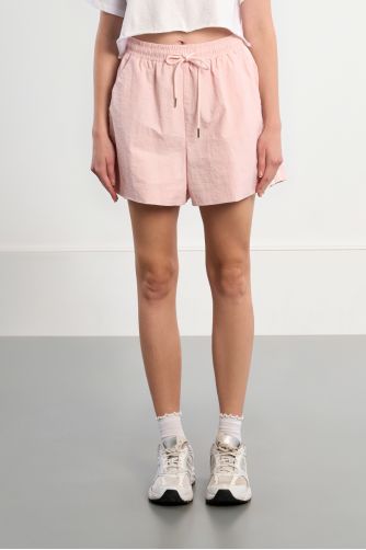 Nylon and lace track shorts