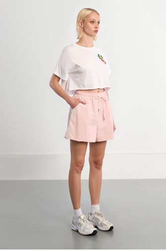 Short de survêtement en nylon et en dentelle