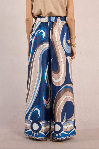 Printed wide-leg trousers