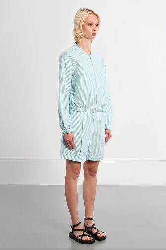 Bomber de mujer de manga larga, estampado rayas.