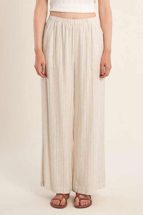 Pantalón de mujer largo, vaporoso, motivo rayas.