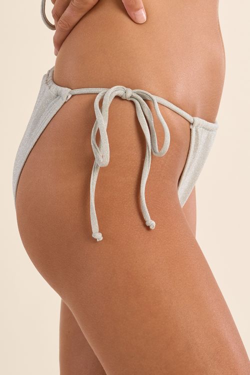 Iridescent bikini bottoms, to tie at the sides
