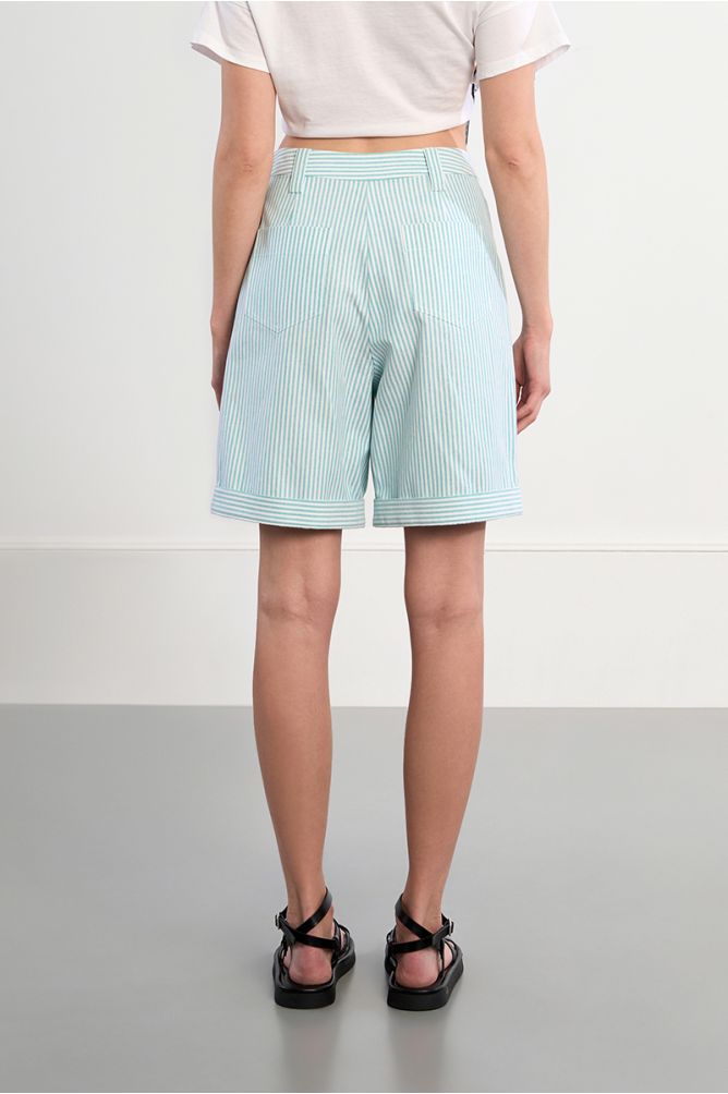 Green striped Bermuda shorts