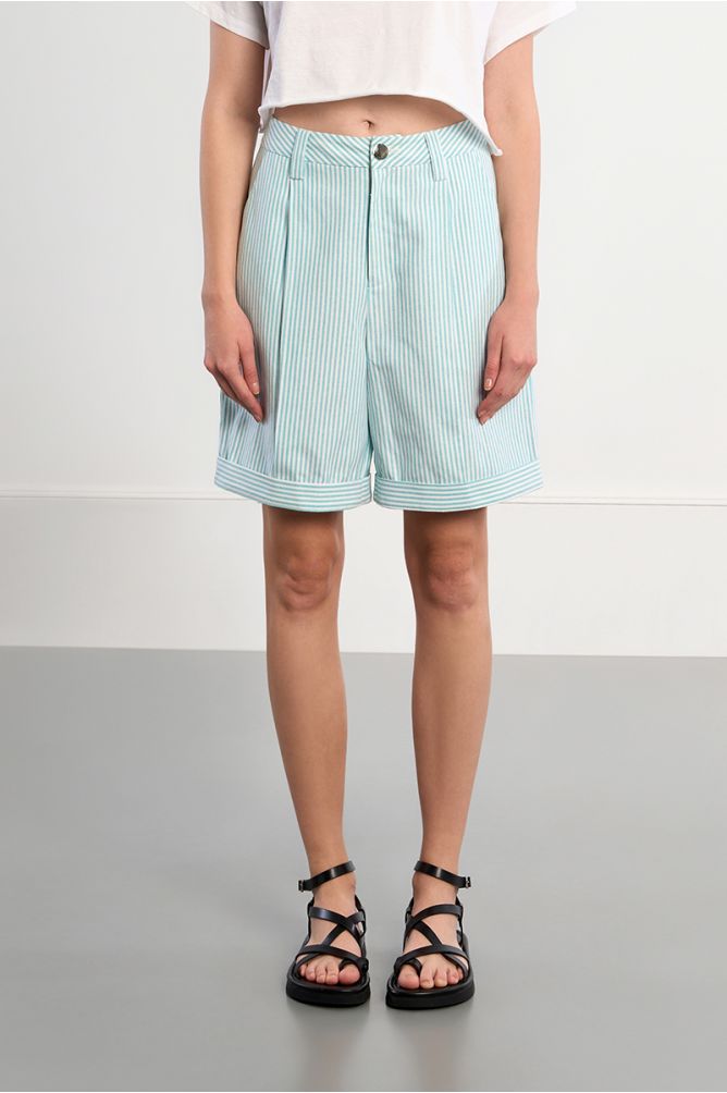 Green striped Bermuda shorts