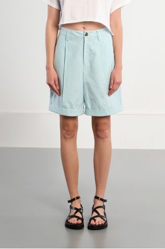 Green striped Bermuda shorts