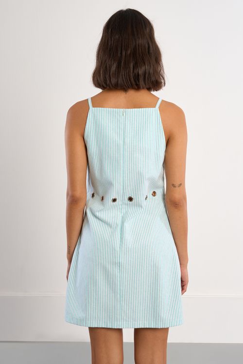 Green striped mini dress