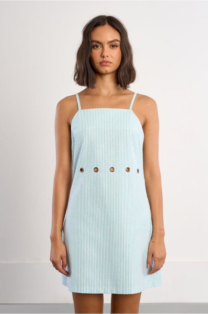 Robe mini rayée verte