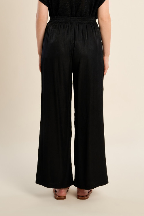 Pantalon large, effet satiné