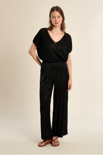 Wide pants, satin effect