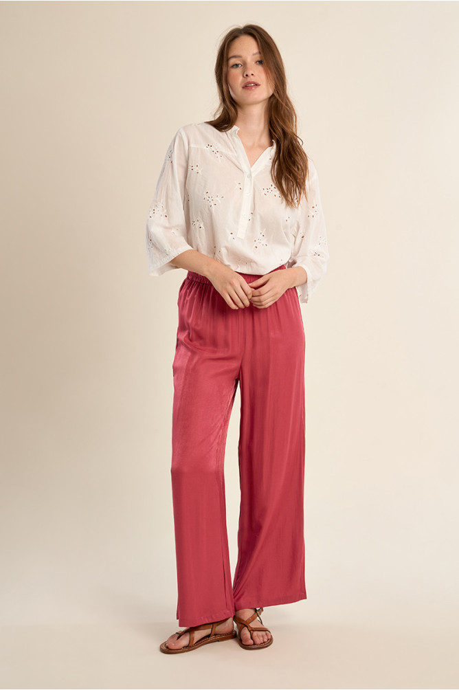 Wide pants, satin effect