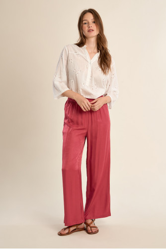 Wide pants, satin effect